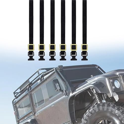 kowaku 6 Pieces Roof Rack Luggage Rope RC Crawler Accessories Roof Rack Strap RC Car Roof Rack Elastic Straps Flexible Adjustment Suitable for Remote, Black