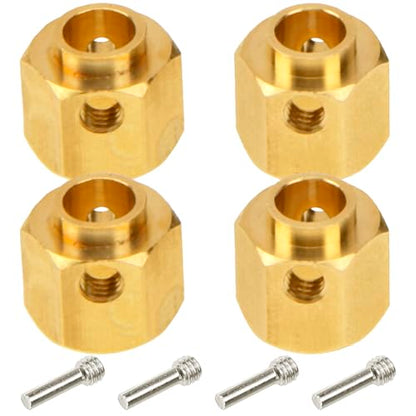 4Pcs Vgoohobby Brass 12mm Hex Hubs Adapter Extension Combiner Counterweight Compatible with Traxxas TRX-4 RC4WD D90 Redcat Gen7 RC 1/10 Crawler Car (9mm Thickness) - size: 9mm Thickness