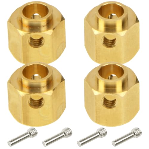 4Pcs Vgoohobby Brass 12mm Hex Hubs Adapter Extension Combiner Counterweight Compatible with Traxxas TRX-4 RC4WD D90 Redcat Gen7 RC 1/10 Crawler Car (9mm Thickness) - size: 9mm Thickness