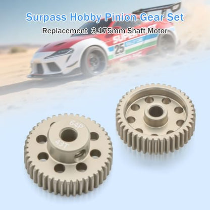 64DP Pinion Gear Set 41T 42T 43T 44T 45T for 3.175 mm Shaft Aluminium Alloy Pinion Gear with Screwdriver for 1/10 RC Car Motor - size: 41T 42T 43T 44T 45T