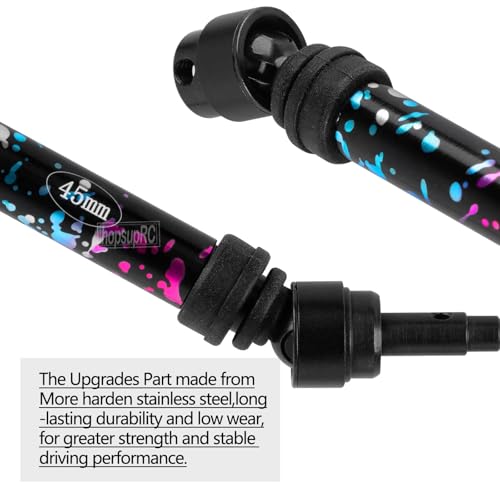 RC Upgrades Part for Stampede Slash Rustler JatO 4X4 VXL/BL-2s,RC #45 Steel CVD Drive Shafts,Harden Front Rear Driveshaft Axles Hops up(4PCS),Replace #9051#9052 Colour - color: Colour(4pcs)