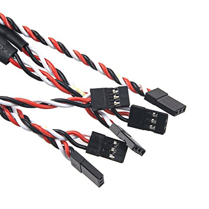 6Pack ShareGoo JR Twisted Servo Lead Extension JR 1 Male to 2 Female Y Cables Y Harness Servo Extension Cable Lead for RC Cars Trucks Airplanes Servo Receiver Connection
