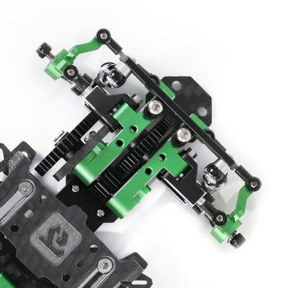 RC Car Frame, 1/24 1/28 TG Super Assembled Mini Rear Drive RWD Drift Racing Car Frame Body Kit with Tools DIY Parts (Green) - color: B.green