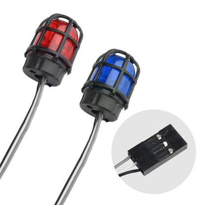 HobbyPark RC LED Flash Lights Alarm Lamp Flashing Rotating Beacon Light DC 5–6V Compatible with 1/10 TRX4 SCX10 RC Crawler Car 1/14 Tamiya Tractor RC Truck (Red and Blue Lights) - color: Red and Blue Lights