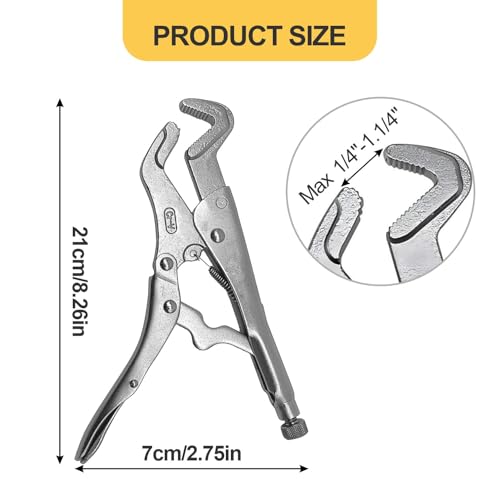 9-Inch Parrot Nose Vise Grip Plier for Sway Bar Link Removal, Curved Jaw | Adjustable locking jaw vise grips with non-slip 3-sided file-cut surface, for heavy duty automotive, welding & pipe repair