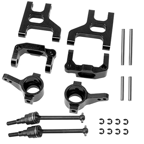ShareGoo Front Steering Knuckle Cup C-Hub Carriers RC Swing Arm Drive Shaft Compatible with Tamiya CC01 CC-01 1/10 RC Crawler Car Upgrade Parts (Black) - color: Black