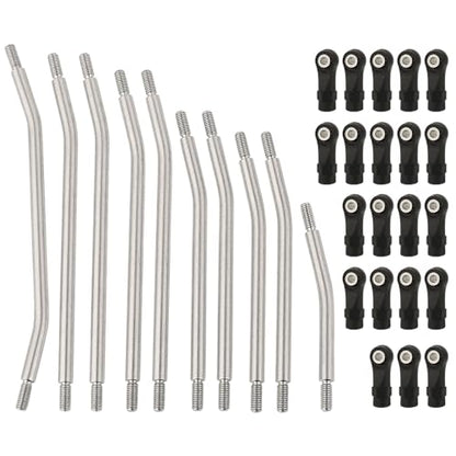 313mm Wheelbase 10Pcs Stainless Steel Link Rod Linkage for 1/10 RC Axial SCX10 II AX90046 AX90047 Rock Crawlers Metal Upgrade Parts