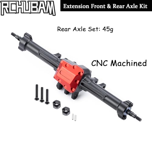 RCHUBAM Front & Rear Axle with Steering Link for TRX4M 1/18 RC Upgrade Part (Extended Axles Set) | Aluminum,Complete Portal Axle Set,CNC Machined - style: Extended Axles Set