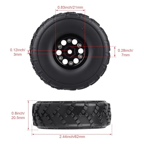 HobbyPark 1.0 Beadlock Wheels and 1.0 Sticky Tires 62x21mm Soft Mud Tires for 1/24 RC Crawler Car Compatible with AX24 SCX24 FCX24 Enduro24, Set of 4 (6 Spoke Rims) - style: 6 Spoke Rims