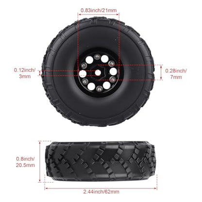 HobbyPark 1.0 Beadlock Wheels and 1.0 Sticky Tires 62x21mm Soft Mud Tires for 1/24 RC Crawler Car Compatible with AX24 SCX24 FCX24 Enduro24, Set of 4 (6 Spoke Rims) - style: 6 Spoke Rims