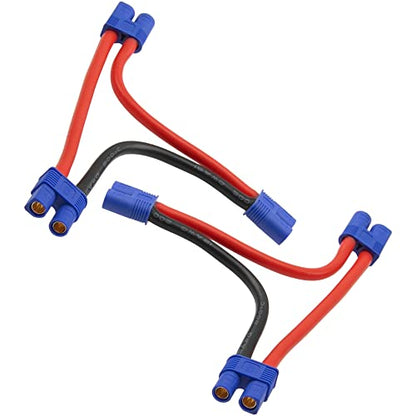 2Pcs HIRCQOO RC Car Serial Series Cable Adapter Compatible with XT90 Large Tamiya Traxxas EC5 XT60 EC3 T Plug for RC Truck Boat Lipo Battery ESC (EC3 Plug) - style: EC3 Plug