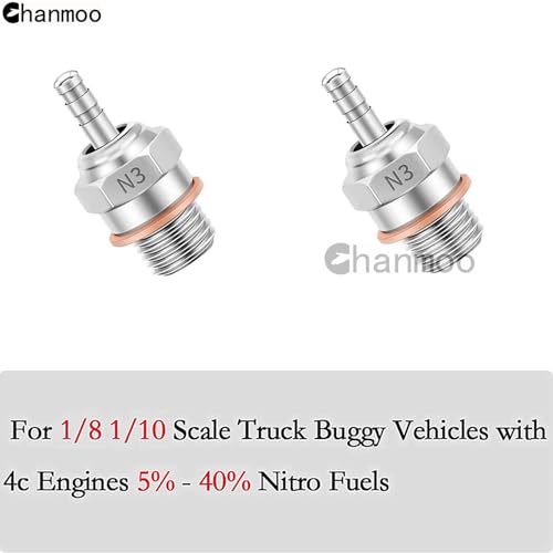 2PCS 70117H Hot Glow Plugs No.3 N3 N4#3#4 Spark Nitro Engine Parts Replace OS for Traxxas Losi HPI Redcat HSP Himoto RC Car Truck Buggy (N3) - size: N3 2PCS