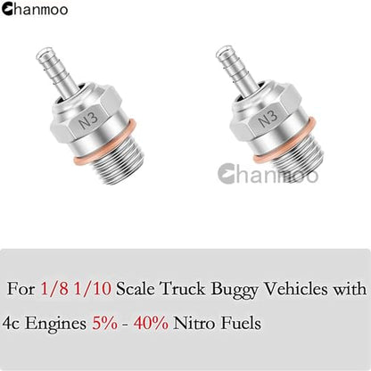 2PCS 70117H Hot Glow Plugs No.3 N3 N4#3#4 Spark Nitro Engine Parts Replace OS for Traxxas Losi HPI Redcat HSP Himoto RC Car Truck Buggy (N3) - size: N3 2PCS
