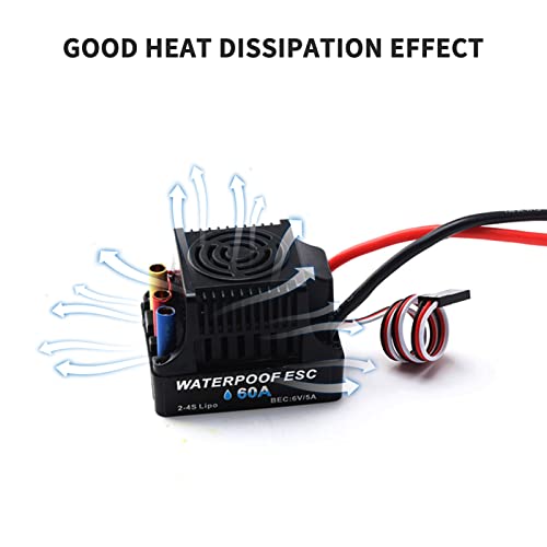 GoolRC 3650 2300KV Brushless Motor with 60A Brushless ESC Electric Speed Controller, 25KG Digital Servo and Programming Card, Waterproof Motor ESC Combo Set for 1/8 1/10 RC Car