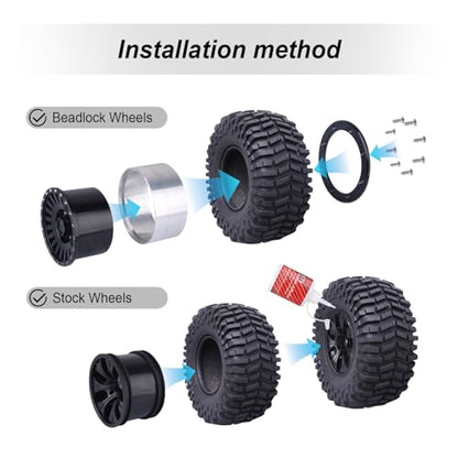Hobbypark 2.2 Crawler Tires fit 2.2 Beadlock Wheel Rims for Traxxas TRX4 Axial SCX10 II AX10 Wraith D90 with Foam Inserts (4-Pack)