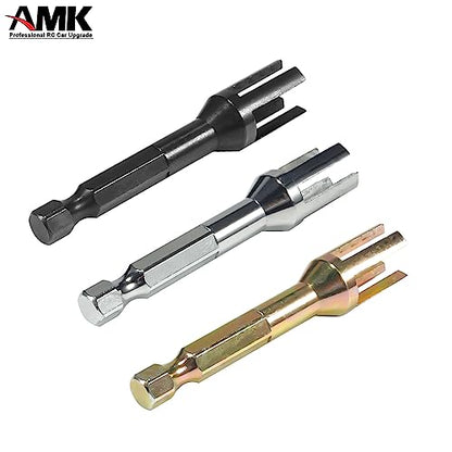 AMK RC Tool Kit 6.35mm Hex Bit Linkages Link Rod Ends Installing Equipment for 1/10 Scale Accessories SCX10 TRX4 Upgrades (Silver) - color: Silver