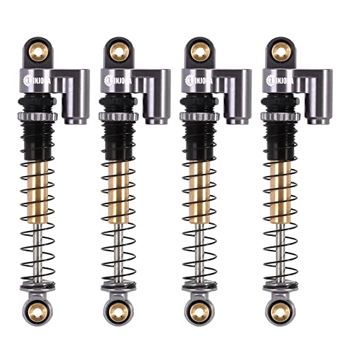 INJORA 43mm Aluminum Threaded Double Barrel Shocks for Axial SCX24 (Grey) - color: Titanium