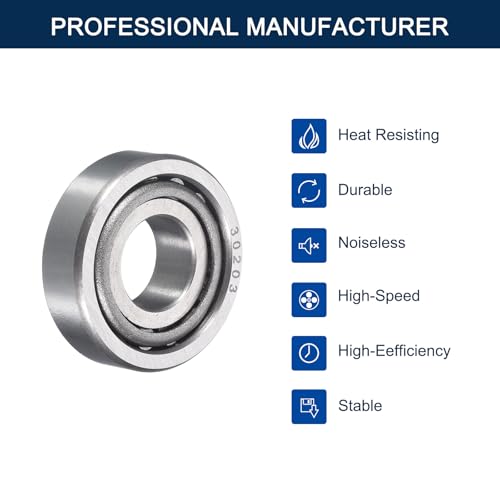 2 Pack 30203 Tapered Roller Bearing Cone and Cup Set | 17mm Bore 40mm OD 13.5mm Cup Width, Chrome Steel Wheel Bearings, ABEC-3 - size: 30203