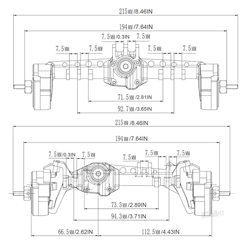 RC Aluminum Front Rear Portal Axles Upgrades Part for 1/10 SCX10 III AX103007 RC Crawler Car,Brass Front Inner Portal Covers Steering Knuckles/Axle Diff Cover/Portal Covers Weights