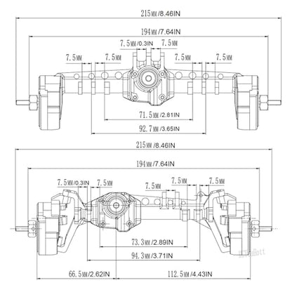 RC Aluminum Front Rear Portal Axles Upgrades Part for 1/10 SCX10 III AX103007 RC Crawler Car,Brass Front Inner Portal Covers Steering Knuckles/Axle Diff Cover/Portal Covers Weights