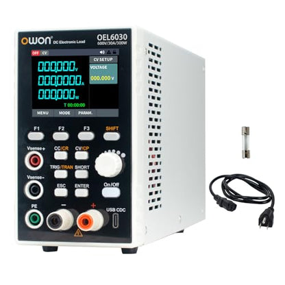 OWON Programmable DC Electronic Load OEL6030, DC 600V 30A Maximum 300W, USB/RS232, CV CC CR CP 4 Operation Modes, 5kHz Dynamic, Lab Bench Power Tester with 2.8” TFT Color LCD Display - size: OWON-OEL6030