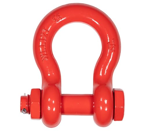 Mytee Products 1-1/4" Anchor Shackle Forged Carbon Steel w/Safety Screw Pin Load Limit 24,000 lbs, Double Rust Protection Heavy Duty D Ring Bolt Type Shackle for Towing, Rigging & Vehicle Recovery - color: 1 - Pack, size: 1-1/4" (12 Ton WLL), style: Bolt