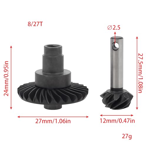 MEUS RACING Overdrive Diff Gears 8T-27T for Axial SCX10 II SCX10 III SCX10 PRO, AR44 AR45 Axle, 1/10 RC Crawler Upgrades Parts (8T-27T)