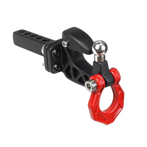 Metal RC Crawler Trailer Hook Tow Hitch, Trailer Hitch Receiver for 1/10 RC Crawler Traxxas TRX4 Axial SCX10 Rear Bumper Parts (Red) - color: Red