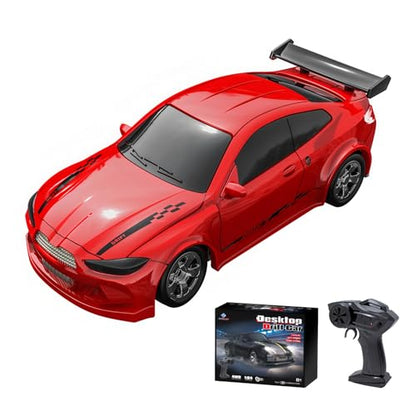 Desktop Mini Size 1:64 Scale 4WD RC Drift Car with Skill-Building Drift Control & LED Lights – Learn Drift Techniques, Fast Charge, Adjustable Throttle, 2.4GHz Remote – Red - size: 1:64 Red