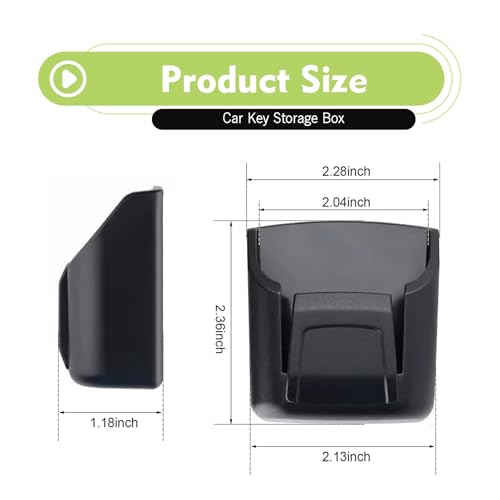 Car Key Fob Holder, Anti-vibration Dashboard Storage Box with Card Slot, Multi-function Organizer for Remote Key Card Small Item, Self-adhesive Accessory for Center Console Door Panel (Black)