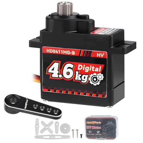 HobbyPark Micro Servo Motor Metal Gears Mini Servos for RC Airplanes, Gliders, Robotics, RC Cars, 4.6kg High Torque Digital with Aluminum Arms