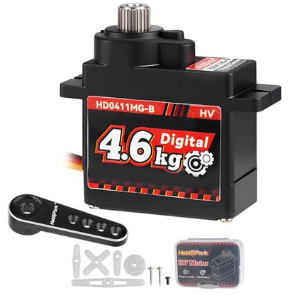 HobbyPark Micro Servo Motor Metal Gears Mini Servos for RC Airplanes, Gliders, Robotics, RC Cars, 4.6kg High Torque Digital with Aluminum Arms