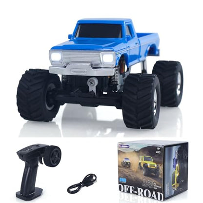JABAILE 3602 1/36 4WD 2.4G Radio Controlled Off Road Vehicles Mini Crawler Car Lipo Battery Lights RTR RC Toys Model Gift Hobby Model - color: 3602-blue