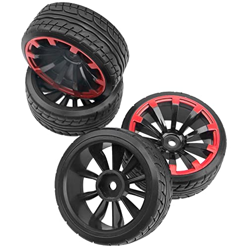 1/10 RC Drift Tire Hard Plastic Tires & 12mm Hex Hub Wheel Rims Compatible with Traxxas HSP Tamiya Kyosho Himoto HPI Redcat MST 1/10 On-Road RC Drift Drifting Car (Style1)