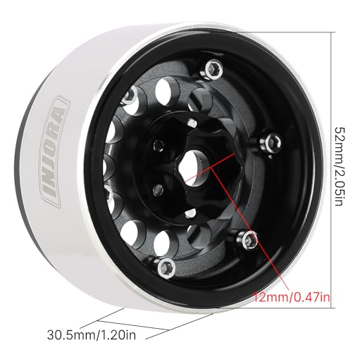 INJORA 1.9" 150g Brass & Aluminum -10mm Offset Wheels for 1/10 RC (Grey) - color: Grey