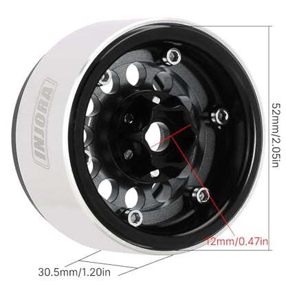 INJORA 1.9" 150g Brass & Aluminum -10mm Offset Wheels for 1/10 RC (Grey) - color: Grey