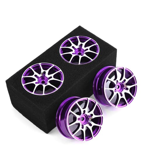 1/10 RC On Road Drift Wheels Rims Hex 12mm Metal Rally Racing Hubs for 1:10 Scale Touring Street Car Tires Tyres Tamiya TT01 TT02 HSP 2S 3S Brushless HPI KYOSHO XV02 XV01 4PCS (Purple) - color: Purple