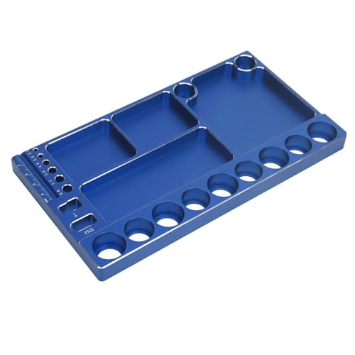 RiToEasysports RC Screwdriver Tool Storage Rack Magnetic Screw Tray Aluminum Alloy with 4pcs Magnetic Pads for RC Cars Airplanes Helicopters Repair (Blue) - color: Blue