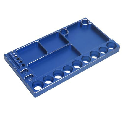 RiToEasysports RC Screwdriver Tool Storage Rack Magnetic Screw Tray Aluminum Alloy with 4pcs Magnetic Pads for RC Cars Airplanes Helicopters Repair (Blue) - color: Blue