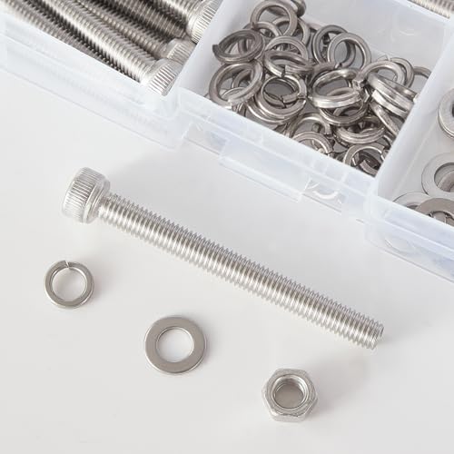 200 PCS M5 x 30mm 35mm 40mm 45mm 50mm, Hex Socket Head Cap Screws Bolts Washers Nuts Assortment Kit, Stainless Steel 304, Metric Allen Drive - size: Socket M5x30/35/40/45/50 mm