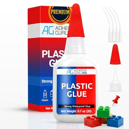 Adhesive Guru Plastic Glue (0.7 oz) Ultra Strong Super Glue for Repairs, Waterproof Adhesive for Plastic Bonding Models, DIY Crafts, Toys, PVC, ABS, 3D Printings and More - 1 Pack - size: 1 Pack, style: Plastic Glue