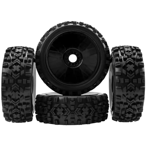 ShareGoo RC Hobby OD 4.72" 1/8 Scale RC Buggy Wheels & Rubber Tires 17mm Hex Rims Compatible with Arrma Typhon 3S 6S Kyosho Losi 8IGHT Traxxas Redcat HSP HPI 1/8 Scale Off Road Car Buggy (Black) - color: Black
