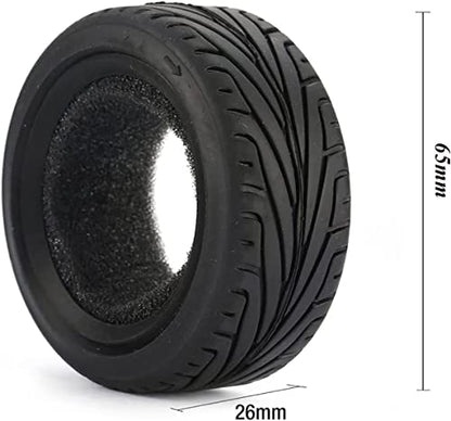 4PCS RC Car Rubber Tires and Plastic Wheels Rims Compatible with 1/10 Scale On Road Touring Racing Flat Drift Car for HSP HPI Tamiya Sakura (Green) - color: Green