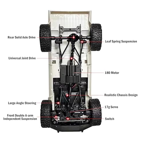 ARRIS WPL C24-1 1/16 RC Rock Crawler 4WD Pickup Truck RTR | Realistic Trail Body, Full Proportional Steering, Upgrade Platform, All Terrain Fun - style: WPL C24-1 White