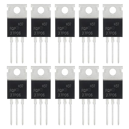 FQP27P06 MOSFET Transistors 27A 60V 27P06 P-Channel Power Mosfets Transistor 27 Amp 60 Volt TO-220 (Pack of 10pcs) - style: FQP27P06