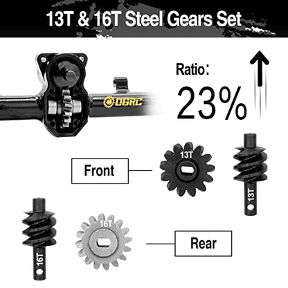 OGRC Brass complete Portal Axle Upgrades front Axle Built-in 13T Overdrive Worm Gear Heavy Duty Portal Axle for Axial SCX24 Deadbolt/ C10/JLU/Gladiator/Bronco Crawler Car