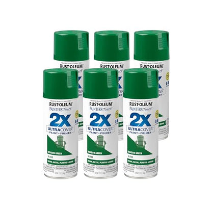 Rust-Oleum Painter's Touch 2X Ultra Cover Spray Paint, Gloss Meadow Green - color: Gloss Meadow Green, size: 12 Ounce (Pack of 6)