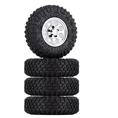 4PCS 1.55inch Tyres Beadlock Plastic Wheel Rims Hub Rubber Tires Set Compatible with 1:10 RC Crawler Axial AX90069 D90 TF2 Tamiya CC01 LC70 MST JIMNY (White) - color: 85mm-white