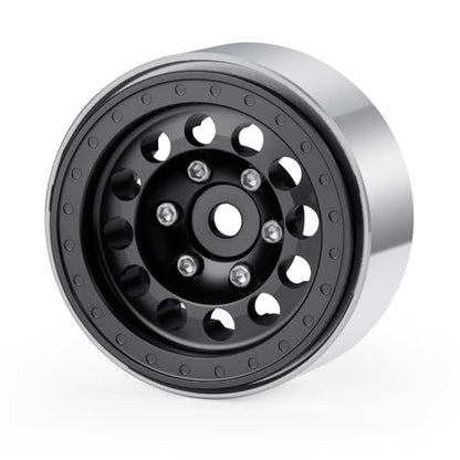 1.3inch beadlock wheels Aluminium RC Rims for 1/18th TRX4M 1/24th Axial SCX24 RC Crawler Car Upgrade Parts (Black) - color: Black