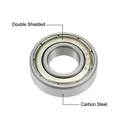 uxcell Deep Groove Ball Bearings Z2 10mm x 22mm x 6mm Double Shielded Carbon Steel 20pcs - size: 10mmx22mmx6mm